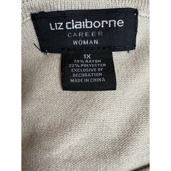 Liz Claiborne Career Pullover Sweater  Beige Studded Size 1X - Picture 8 of 9